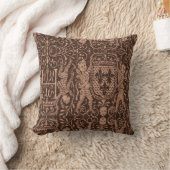 Medieval Heraldry Chateau Chic Dark Red Russet Throw Pillow (Blanket)