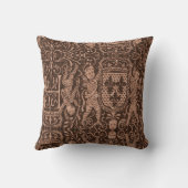 Medieval Heraldry Chateau Chic Dark Red Russet Throw Pillow (Back)
