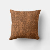 Medieval Heraldry Chateau Chic Russet Brown Throw Pillow (Back)