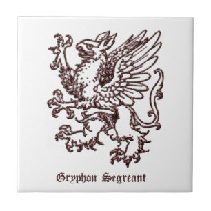 Medieval Heraldry Gryphon segreant Ceramic Tile