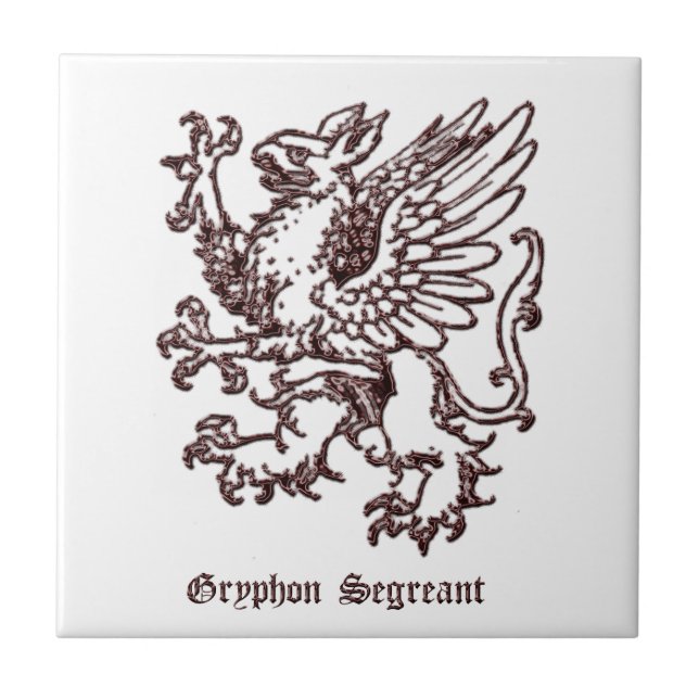 Medieval Heraldry Gryphon segreant Ceramic Tile (Front)
