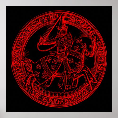 Medieval Heraldry Seal of Thomas de Beauchamp Poster