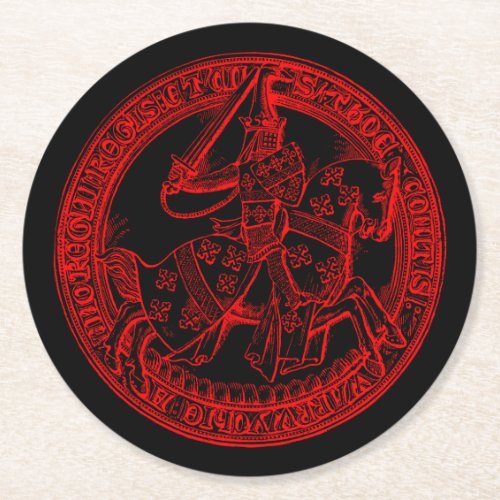 Medieval Heraldry Seal of Thomas de Beauchamp Round Paper Coaster