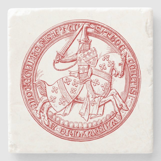 Medieval Heraldry Seal of Thomas de Beauchamp Stone Coaster (Front)