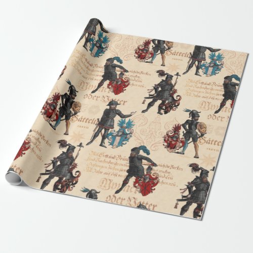 Medieval Heroes Knights in Shining Military Armor Wrapping Paper