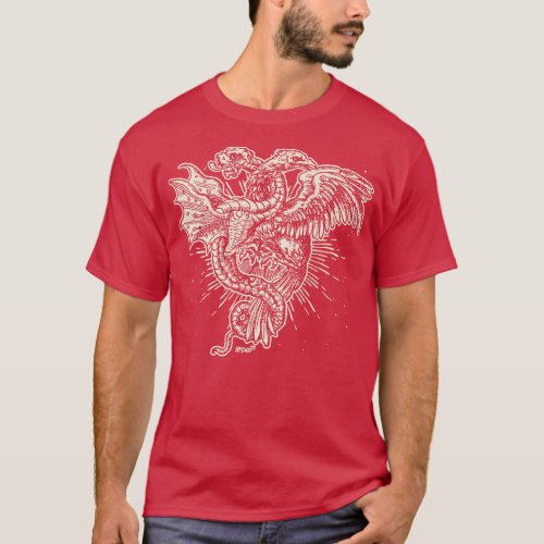 Medieval Heroicall French Dragon Intertwined with  T_Shirt