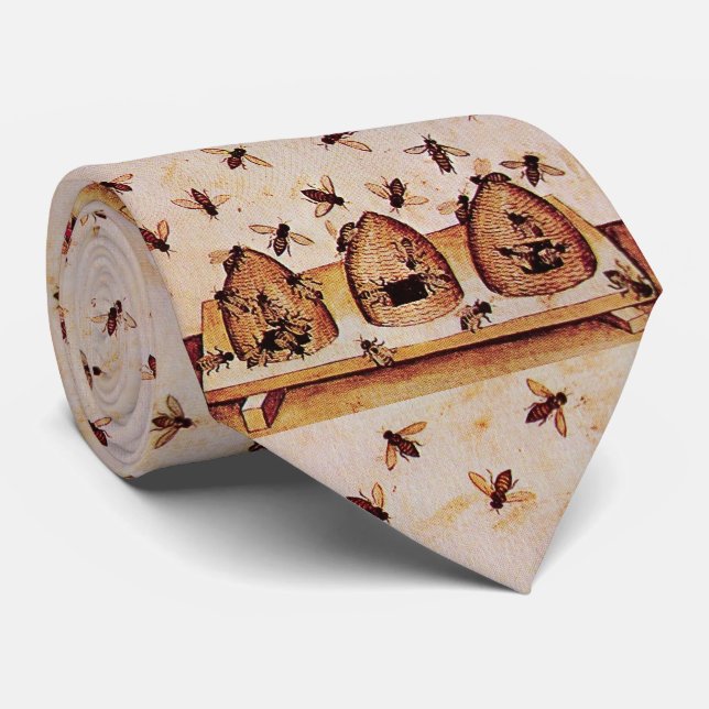 MEDIEVAL HONEY BEE ,BEEKEEPING,BEEKEEPER MINIATURE NECK TIE (Rolled)