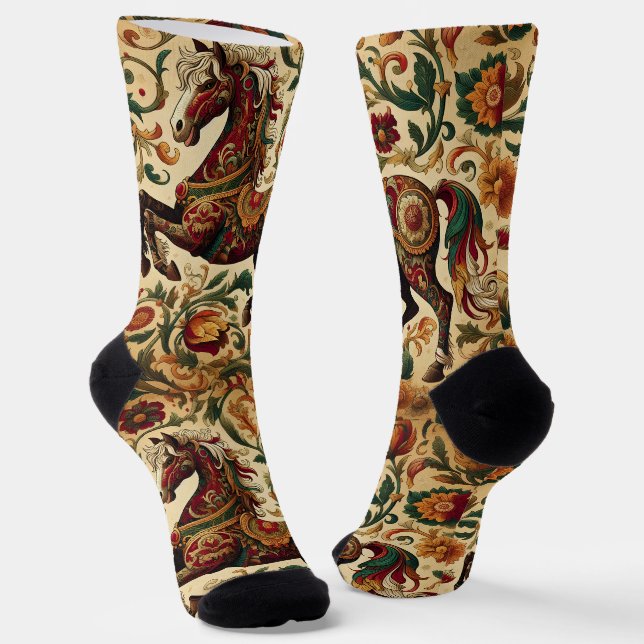 Medieval Horse Crew Socks (Angled)