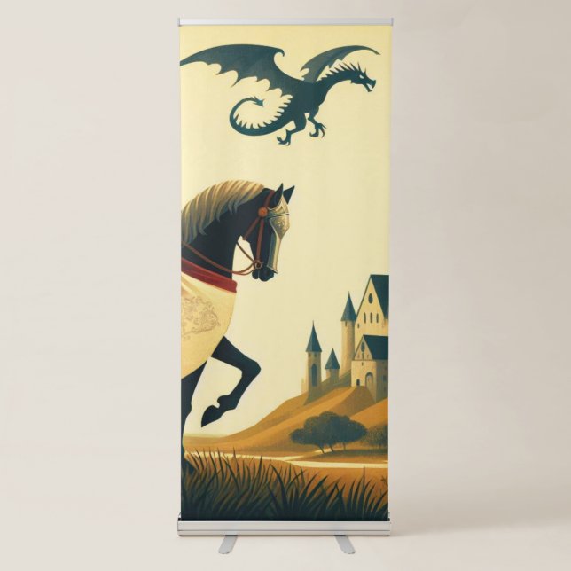 Medieval horse & wyvern  retractable banner (Front)