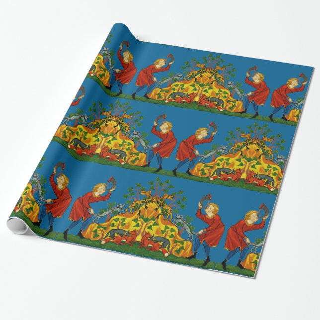 Medieval Hunting Wrapping Paper (Unrolled)