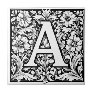 Medieval Illuminated Letter A Ceramic Tile