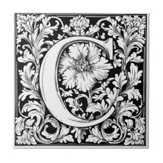 Medieval Illuminated Letter C Ceramic Tile