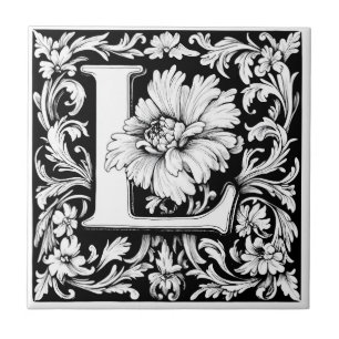 Medieval Illuminated Letter L Ceramic Tile