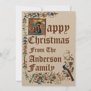 Medieval Illuminated Manuscript Christmas Nativity Holiday Card
