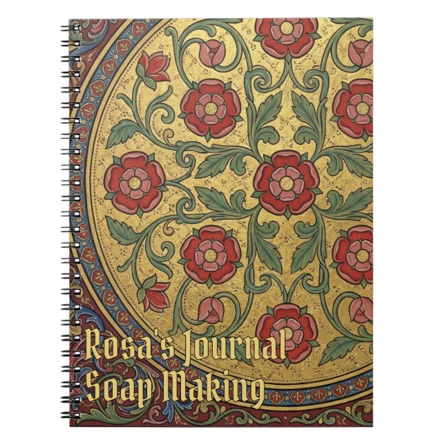 Medieval Illuminated Manuscript Rose Notebook (Front)