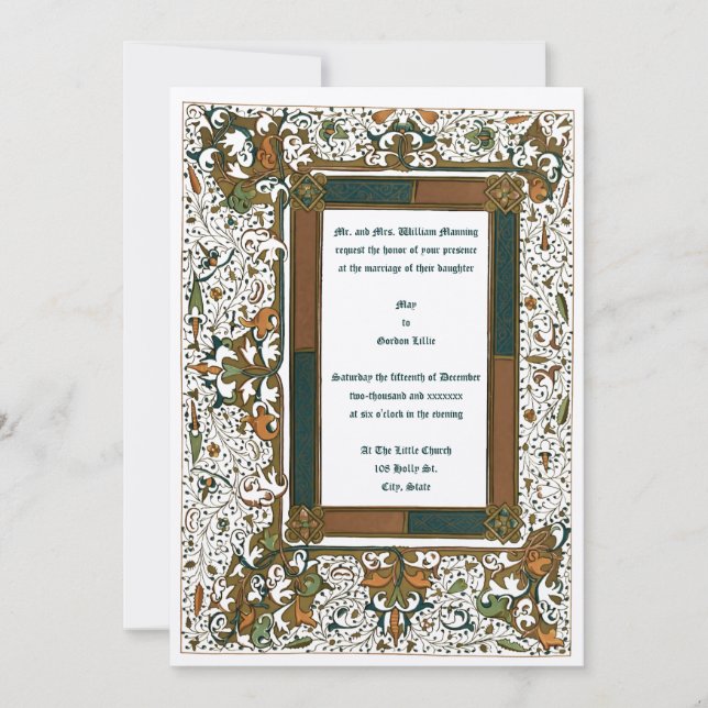 Medieval Illuminated Wedding Invitations Template (Front)