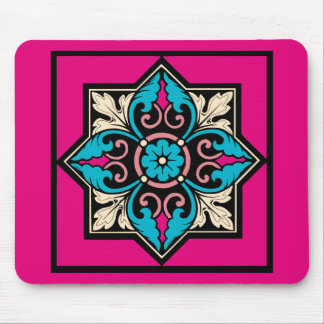 Medieval Illumination Arctic Blue Acanthus Leaf Mouse Pad