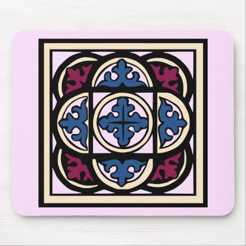 Medieval Illumination Blue Acanthus Leaves in Arcs Mouse Pad