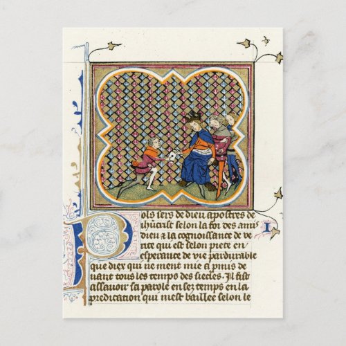 Medieval Illumination St Pauls Epistle Postcard