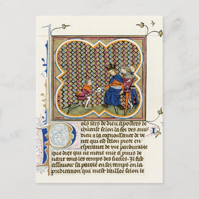 Medieval Illumination St Paul's Epistle Postcard (Front)