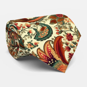 Medieval Inspired Floral Paisley Pattern Neck Tie