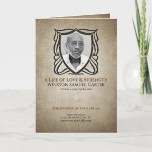 Medieval‑Inspired Shield 5 Photo Collage Funeral Invitation