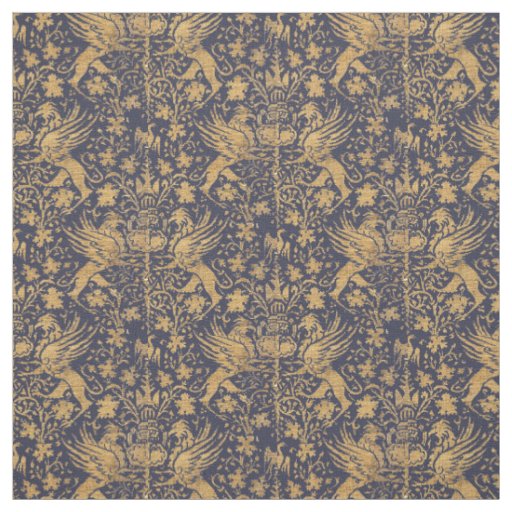 Medieval Italian Griffons at Fountain Pattern Fabric