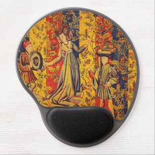 Medieval Italian Red Blue Yellow Chinoiserie Gel Mouse Pad