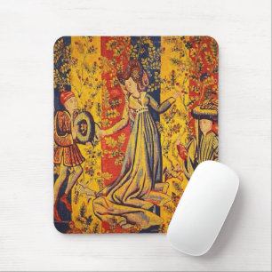 Medieval Italian Red Blue Yellow Chinoiserie Mouse Pad