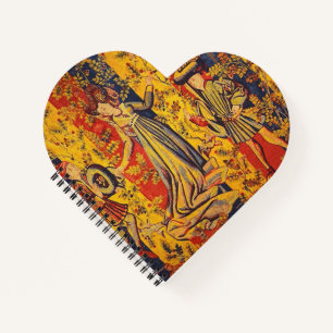 Medieval Italian Red Blue Yellow Chinoiserie Notebook