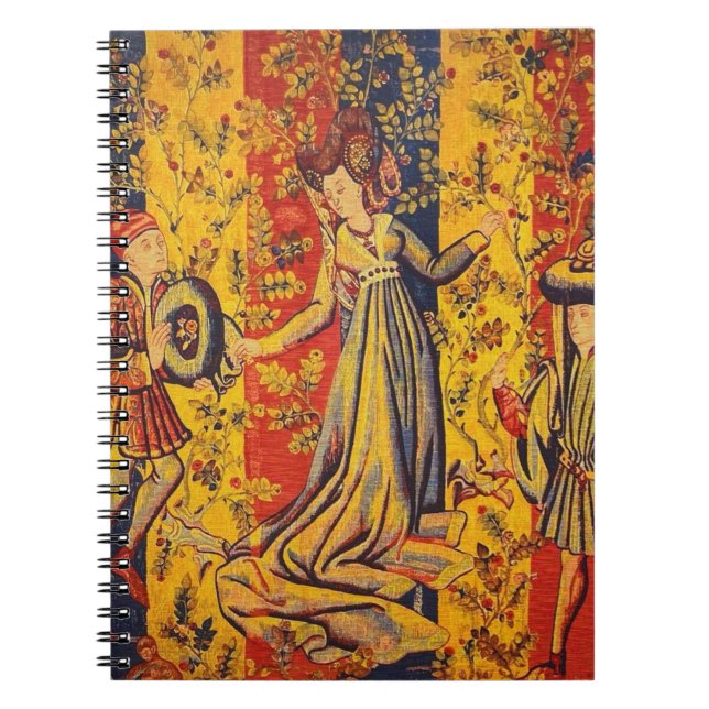 Medieval Italian Red Blue Yellow Chinoiserie  Notebook (Front)