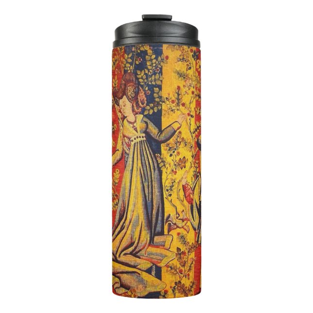Medieval Italian Red Blue Yellow Chinoiserie  Thermal Tumbler (Front)