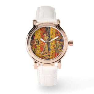Medieval Italian Red Blue Yellow Chinoiserie Watch