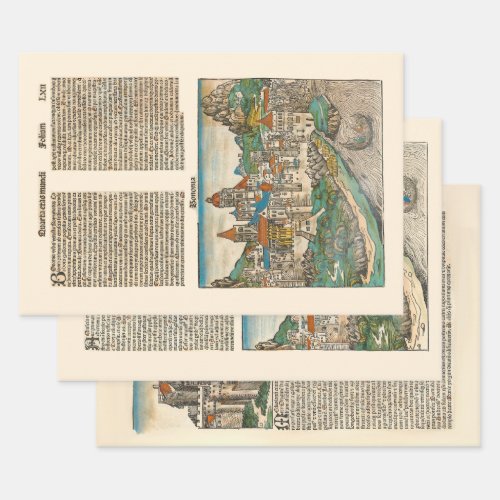 Medieval Italy Milan Bologna Aquileia Vintage Wrapping Paper Sheets