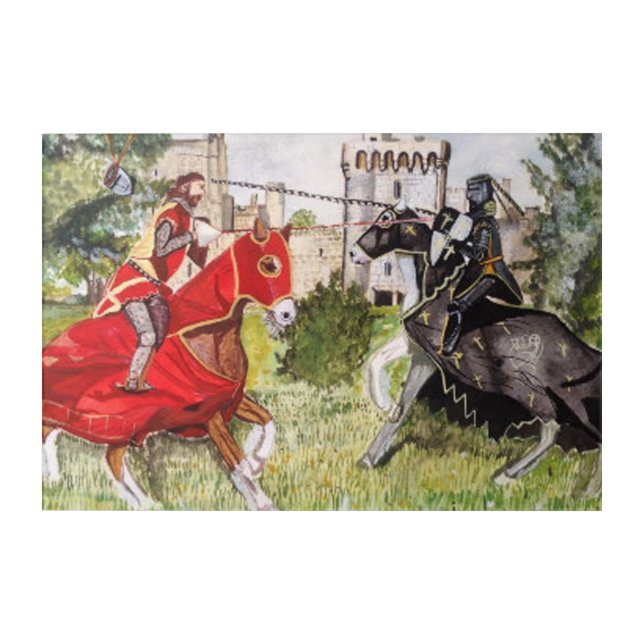 Medieval Joust In front of Castle Acrylic Print (Front)