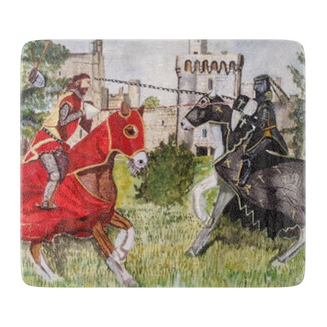 Medieval Joust In front of Castle  Cutting Board (Front)