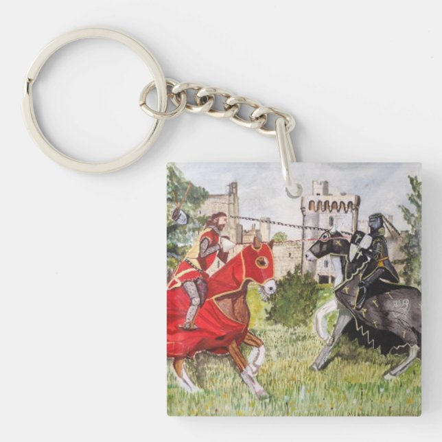 Medieval Joust In front of Castle Keychain (Front)