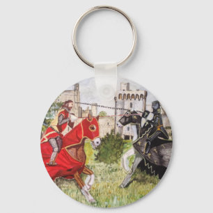 Medieval Joust In front of Castle Keychain