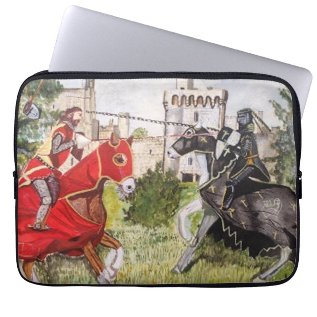 Medieval Joust In front of Castle Laptop Sleeve (Front)