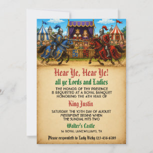 Medieval Joust Royal Birthday Knight Tournament Invitation