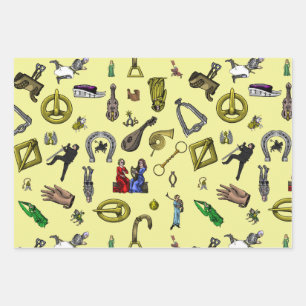 Medieval Kights, Engineering, and Plants Wrapping Paper Sheets