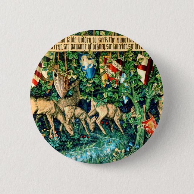 Medieval King Arthur William Morris Button (Front)