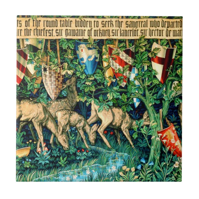 Medieval King Arthur William Morris Ceramic Tile (Front)