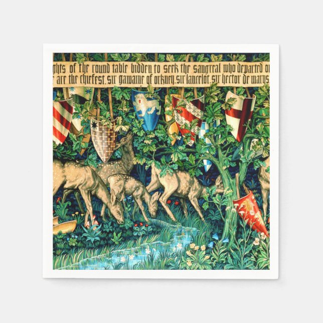 Medieval King Arthur William Morris Napkins (Front)