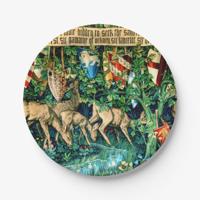 Medieval King Arthur William Morris Paper Plates (Front)