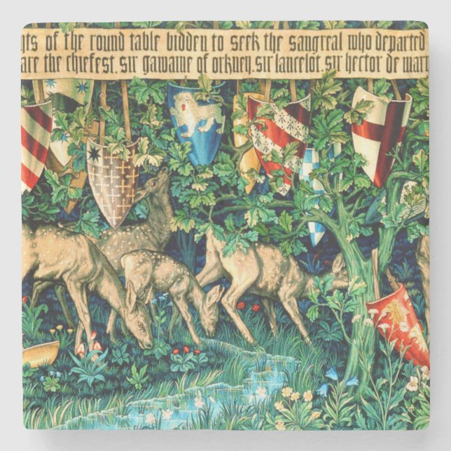Medieval King Arthur William Morris Stone Coaster (Front)