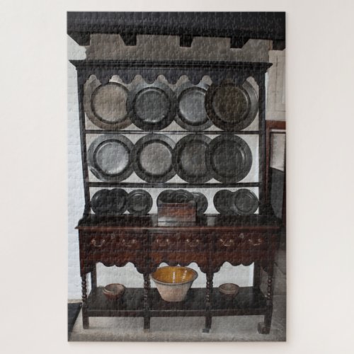 Medieval Kitchen Sideboard Grey Brown Tones Jigsaw Puzzle