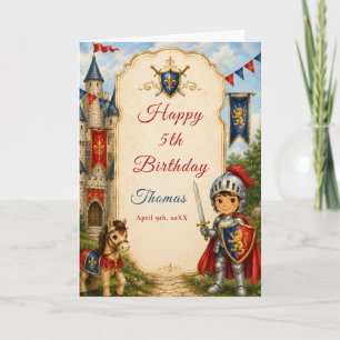 Medieval Knight 5th Birthday Card