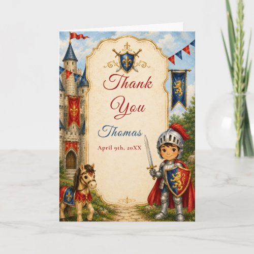 Medieval Knight 5th Thank you Card