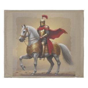 Medieval Knight and Horse Duvet Cover
